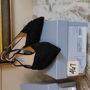 Prada Camoscio Black Suede Sling Back Size 40